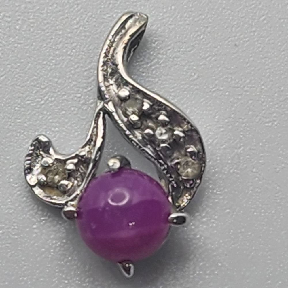 Sterling Silver Pink Star Sapphire & Clear Sapphire Pendant